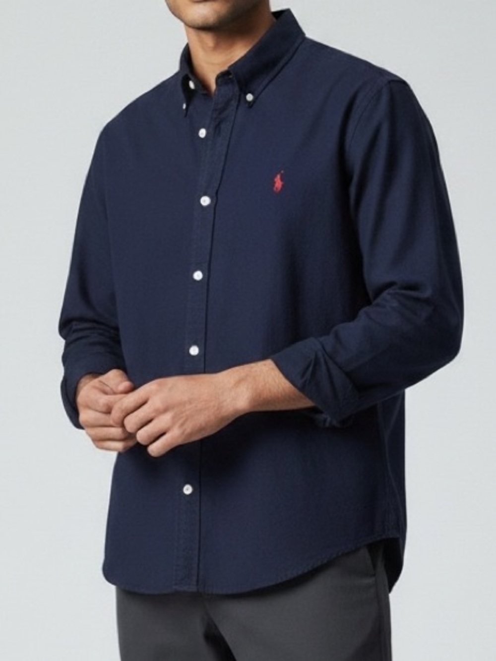 Polo Ralph Lauren Men’s Classic Fit Navy Blue Button Down Shirt Red Pony